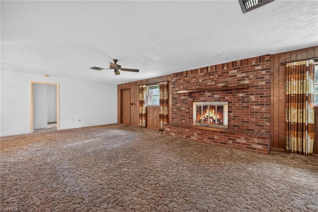 Actual Family Room featuring a Gorgeous Brick Fireplace
