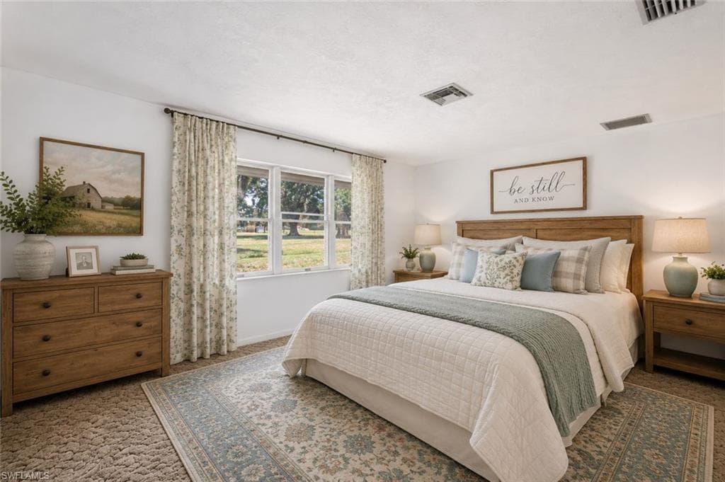 Virtually Staged Primary Bedroom with In-Suite Bathroom