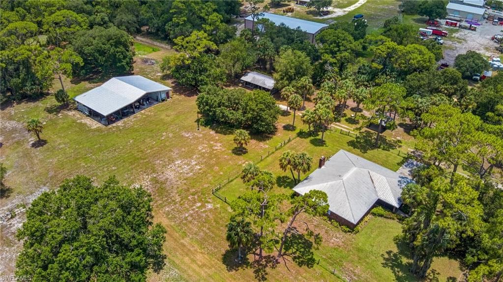 Aerial View Showing the House, Dog Pen and Pole Barn