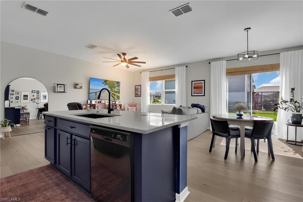 Wide Island In Kitchen