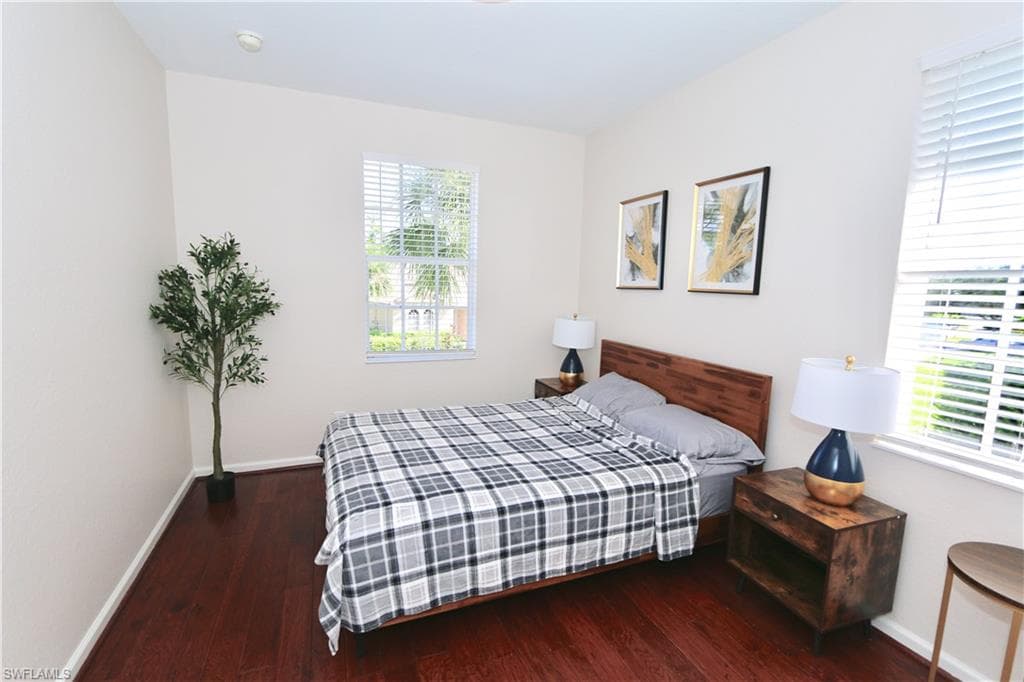 Recessed lighting enhances the room's ambiance