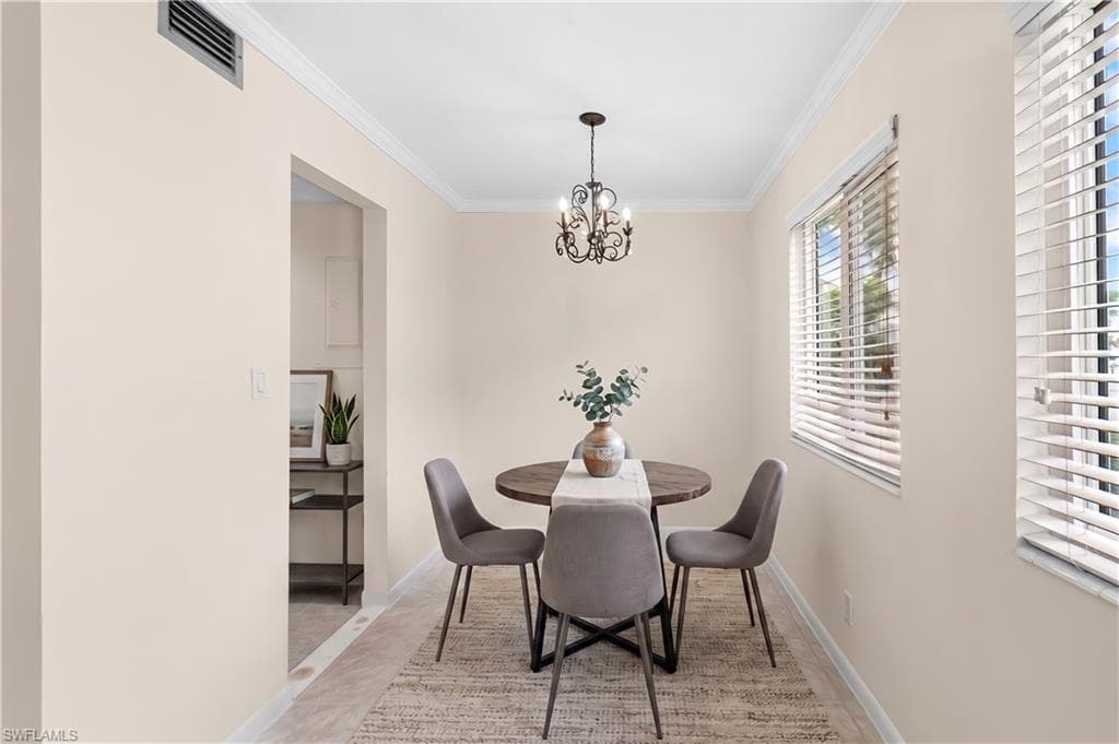 Virtually staged dining area