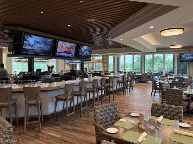 Dining and bar area inside Imperial Clubhouse