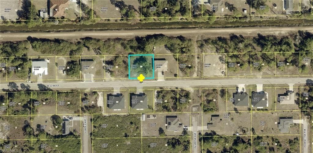 Aerial Map. Displaying the property's boundaries and surrounding parcels