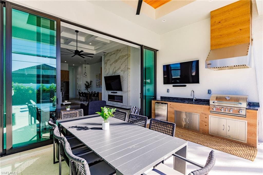 Lanai with outdoor kitchen