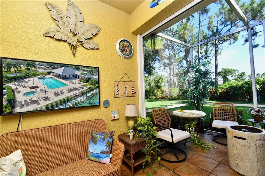 Hurricane shutters protect the under truss lanai