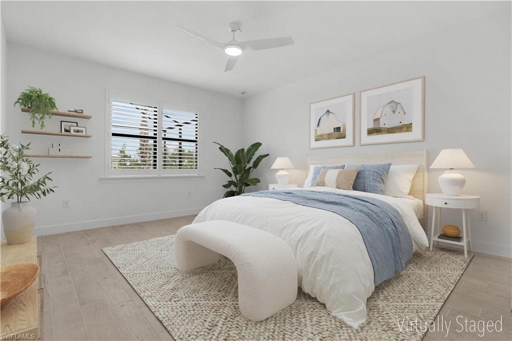 Primary bedroom virtually staged