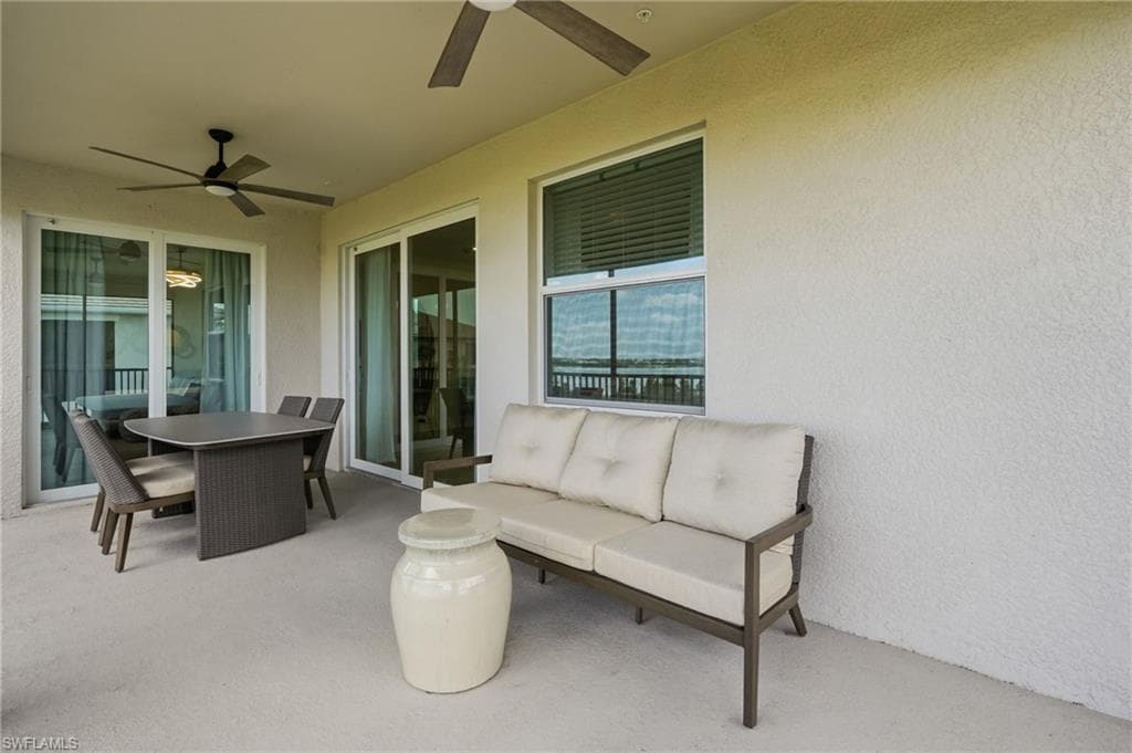 Outdoor lanai has ample room for entertaining friends and family while enjoying the peaceful views.
