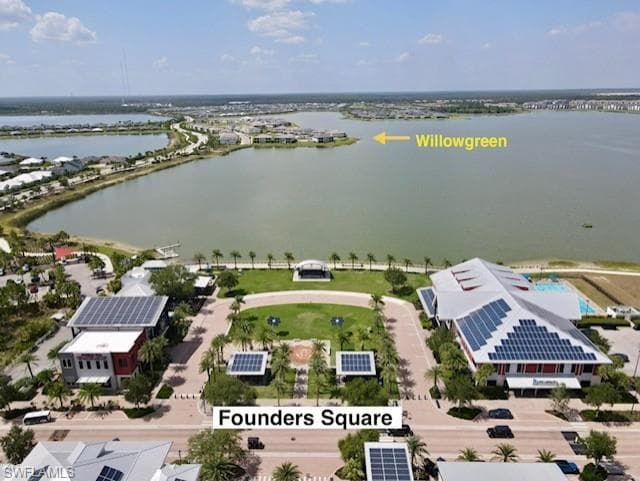 Aerial view from Founders Square looking over Babcock Lake to Willowgreen