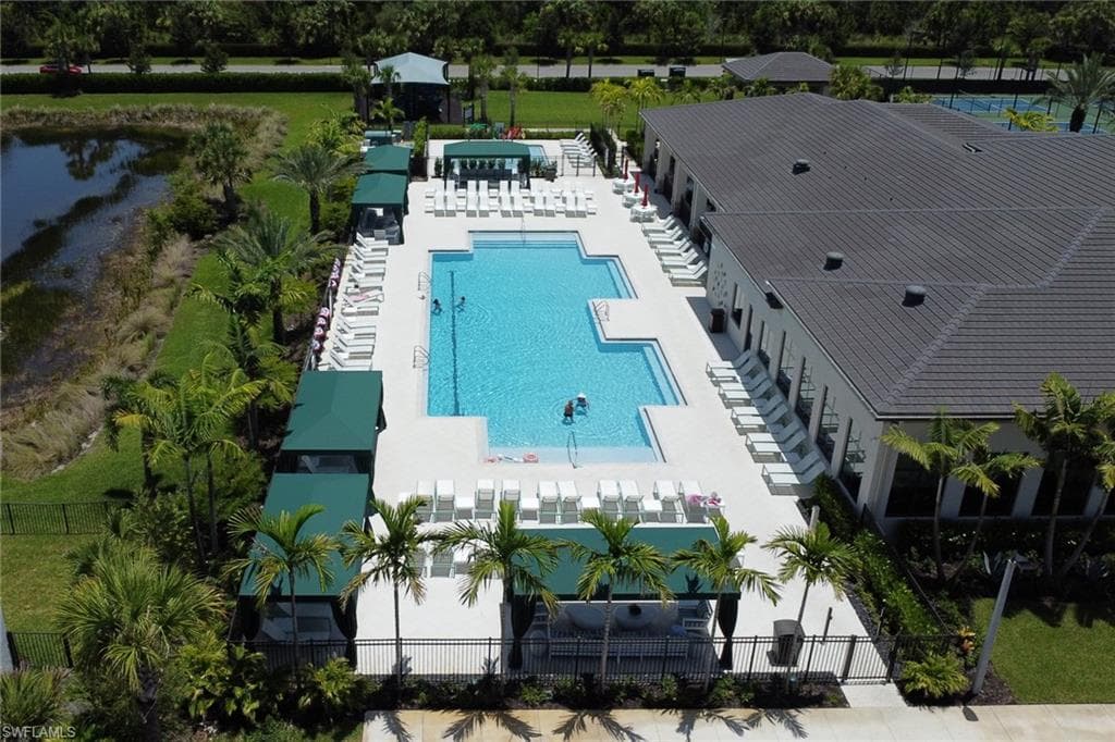 Aerial view of the resort-style pool.
