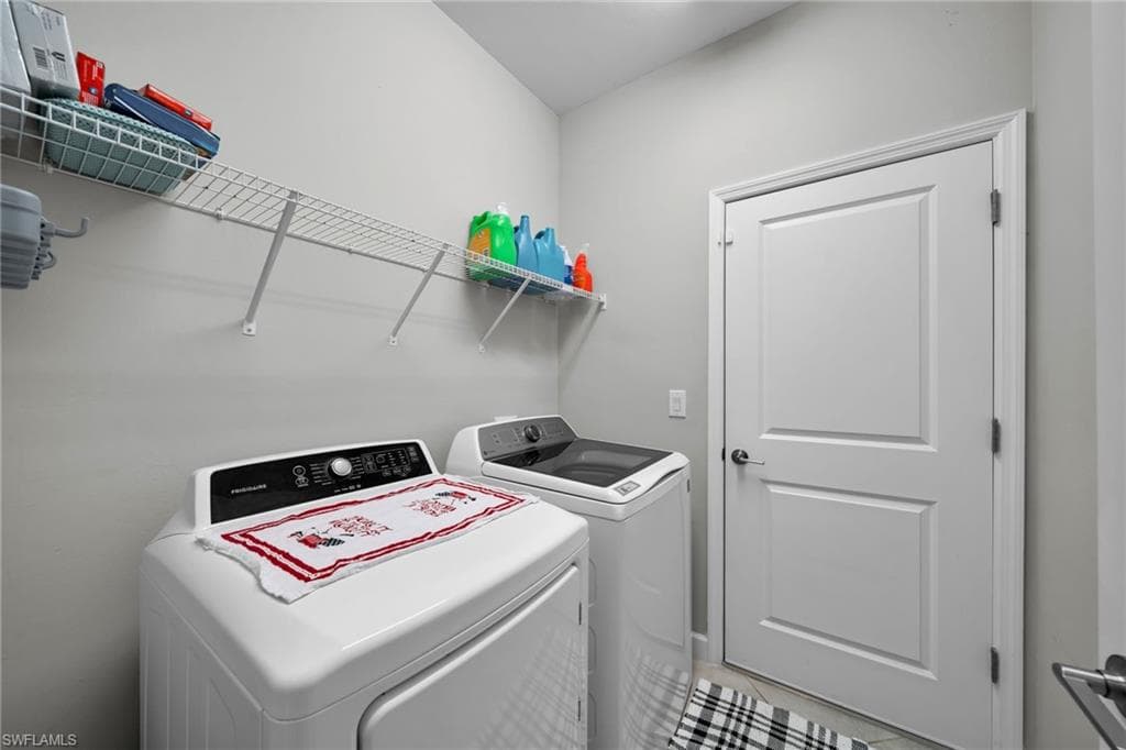 Laundry room featuring independent washer and dryer and laundry area