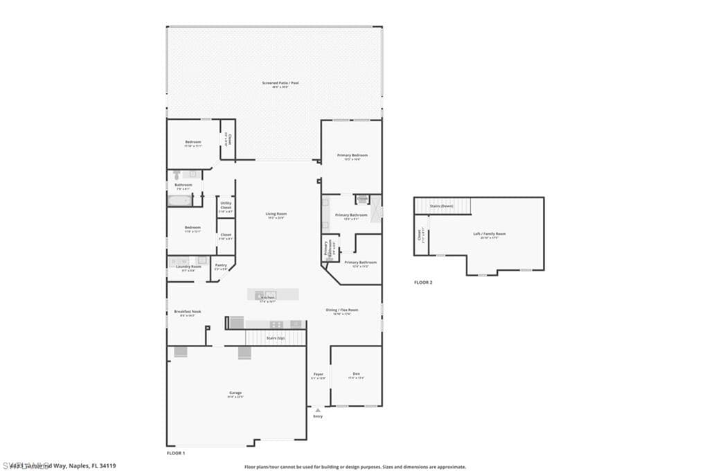 2 story floor plan including spaciousmuostairs bonus loft of the Genoa II favorable layout complete with downstairs primary en-suite.