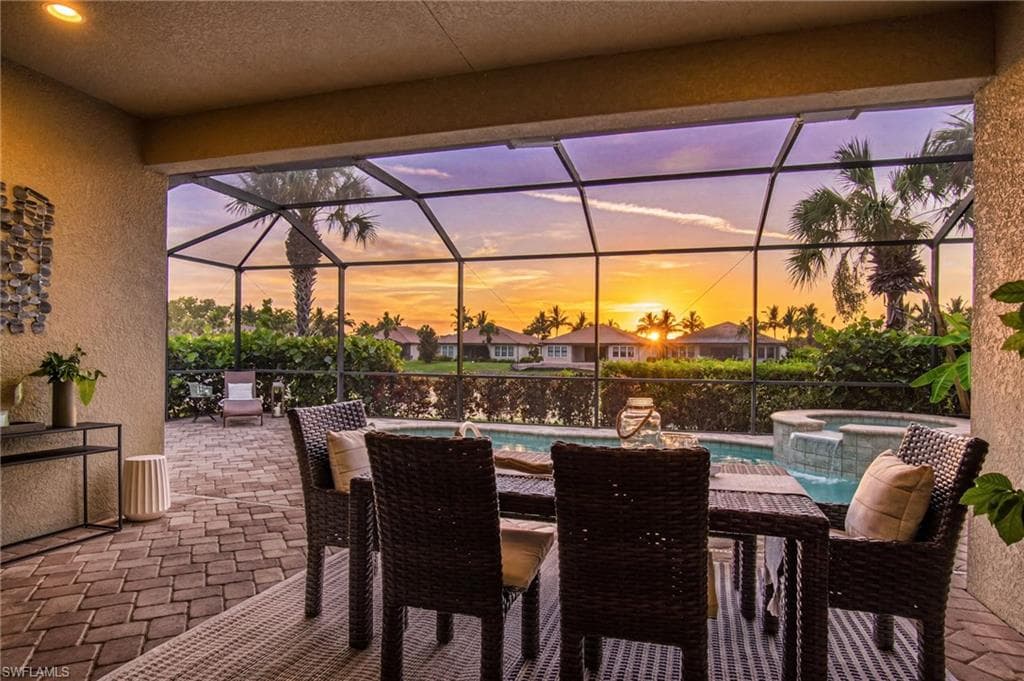 Enjoy all that southwest Florida has to offer with this western exposure, location in a peaceful shaded setting for dining or lounging by the pool after a long day of golf or beach activities.