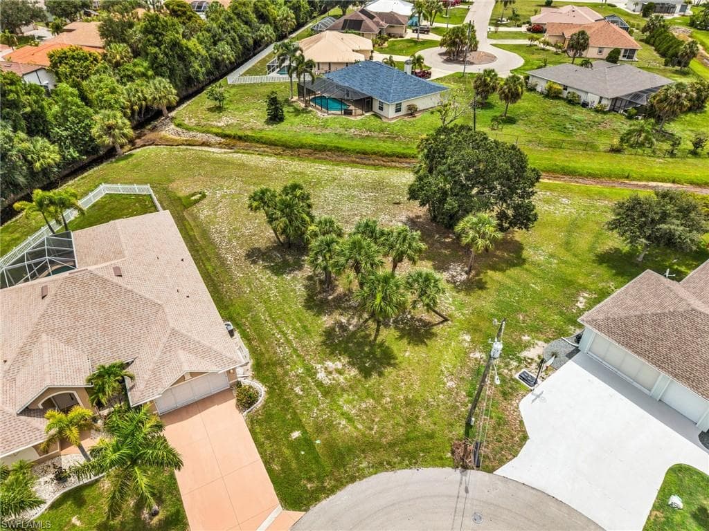Expansive parcel featuring a grassy terrain with scattered palm trees and mature foliage