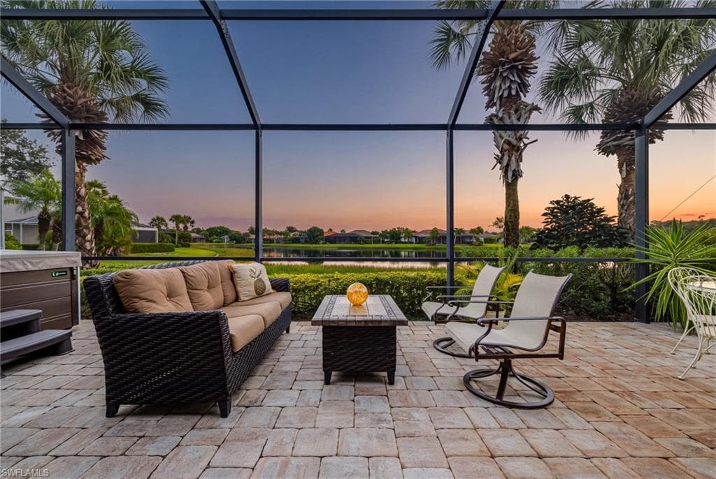 Large lanai with water view