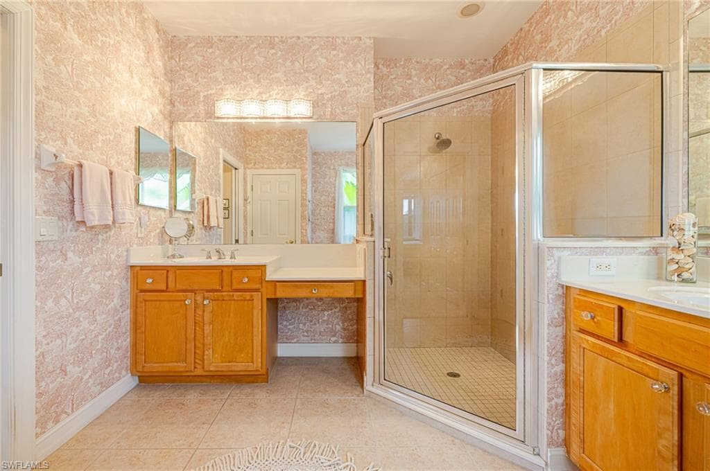 Dual sinks and large shower