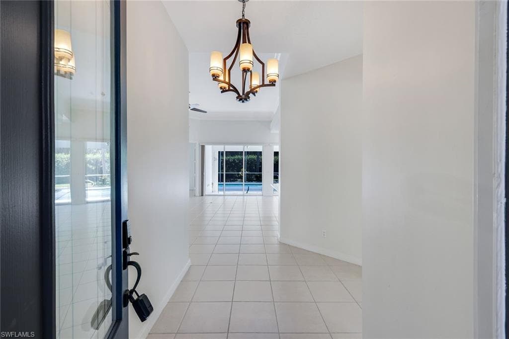 Front entry and foyer leading into the great room.