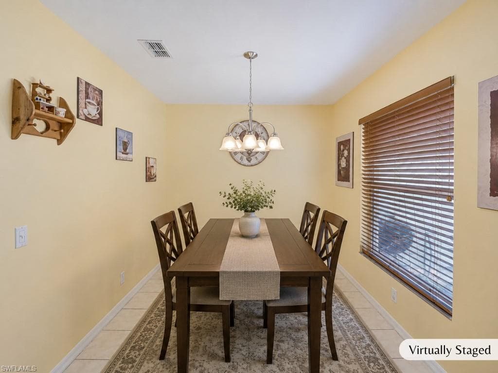 Virtually staged dining room.