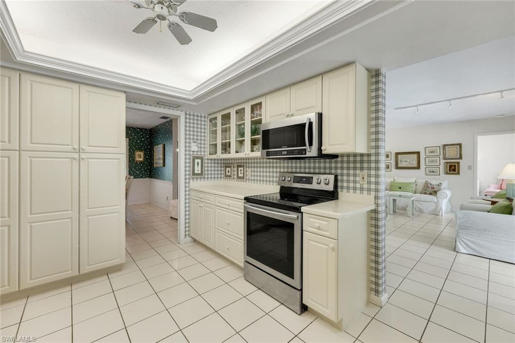 Kitchen featured a large pantry.