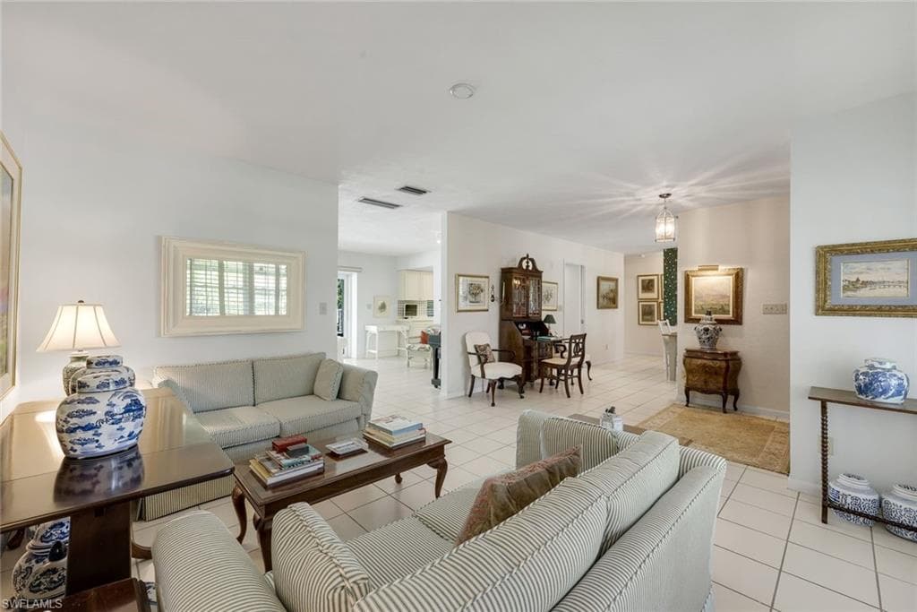 Formal living room is located on the southern side of the home.