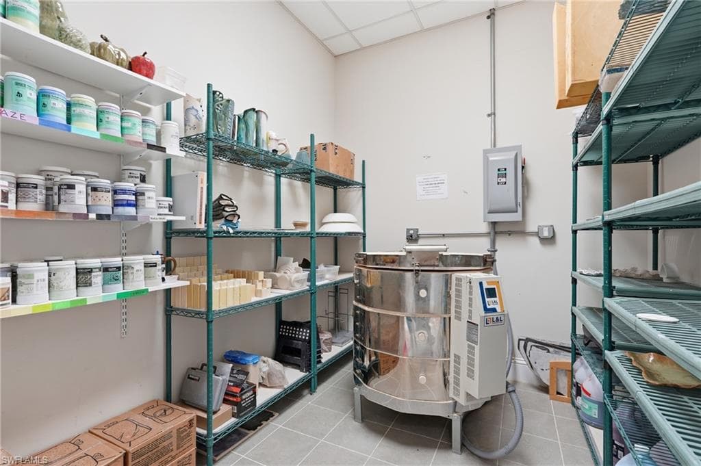 A large industrial-style kiln for community craft room where pottery classes and more are held.
