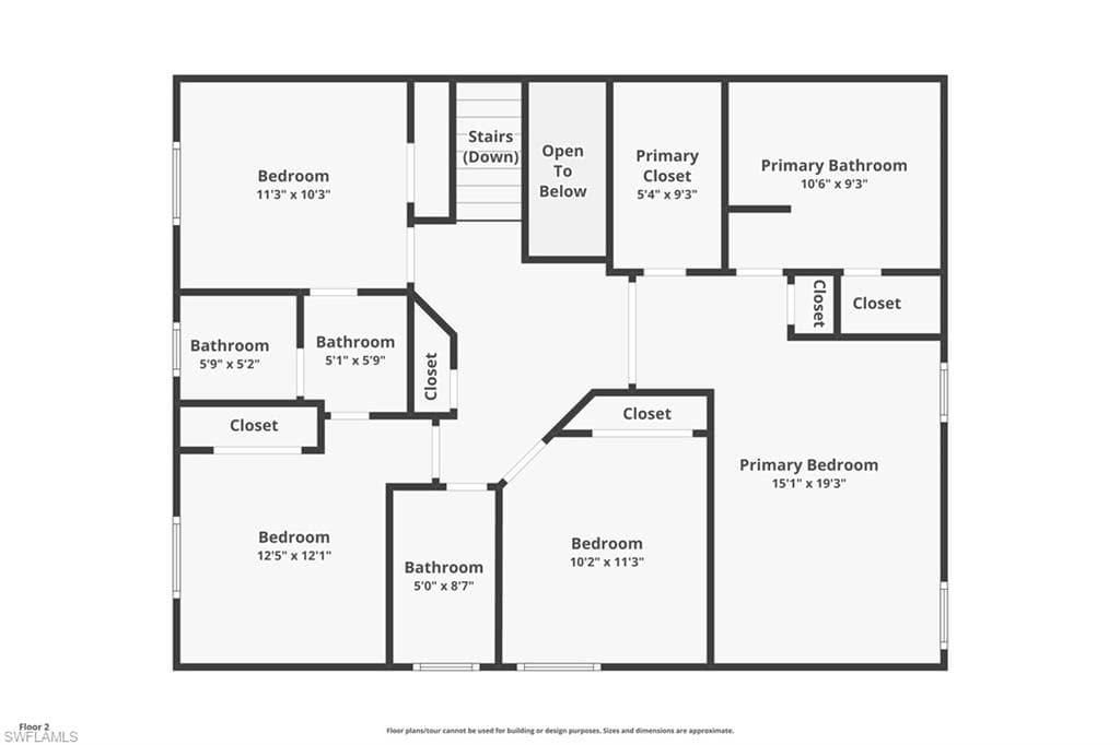 Second floor with 4 bedrooms