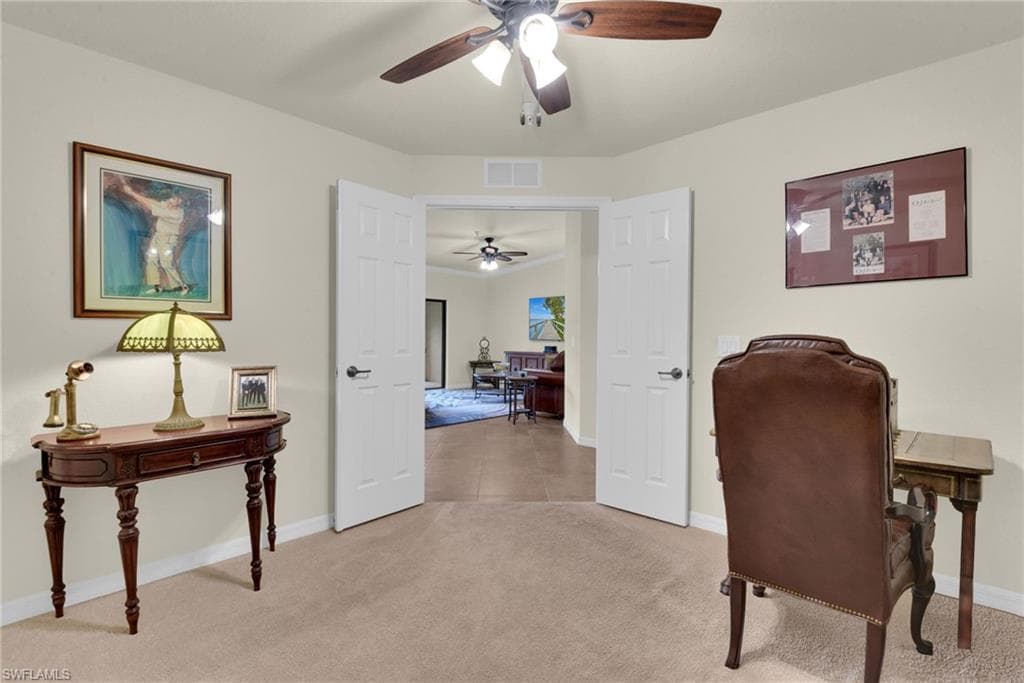 Den / Office with French Doors