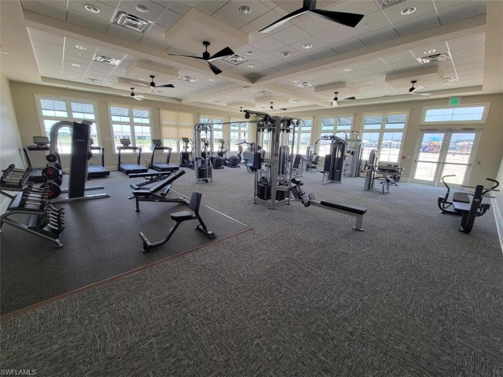 Gym featuring a drop ceiling