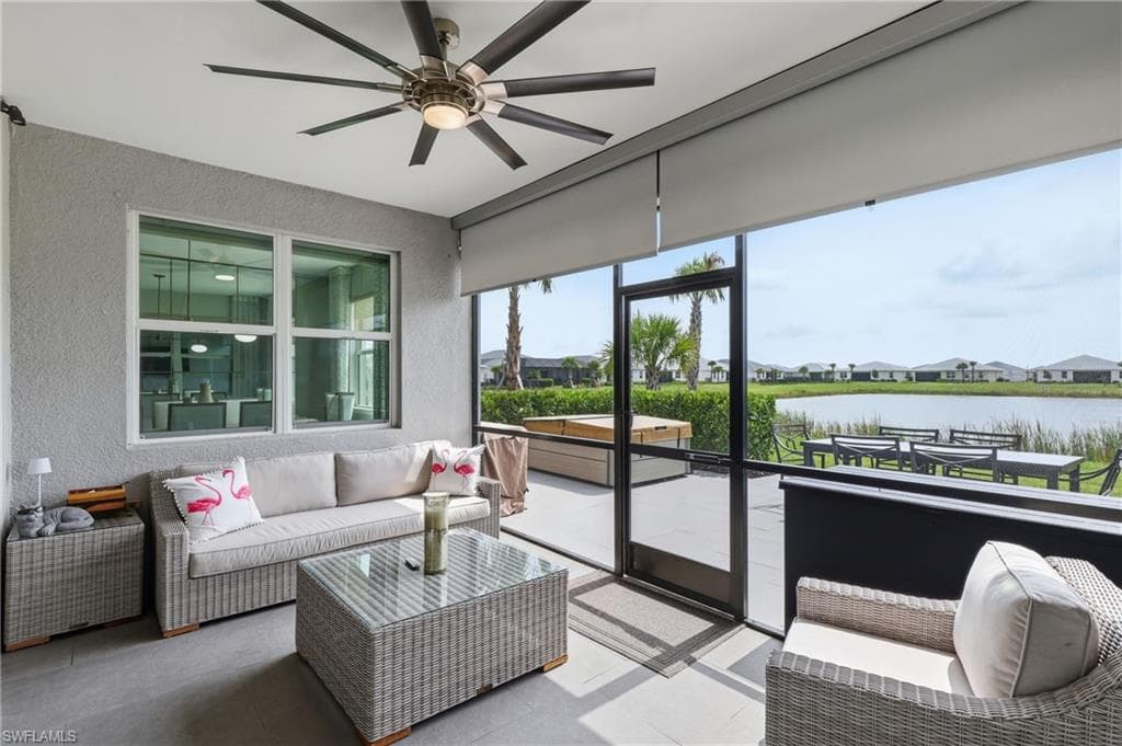 Covered lanai with serene lake views-perfect for year round outdoor living
