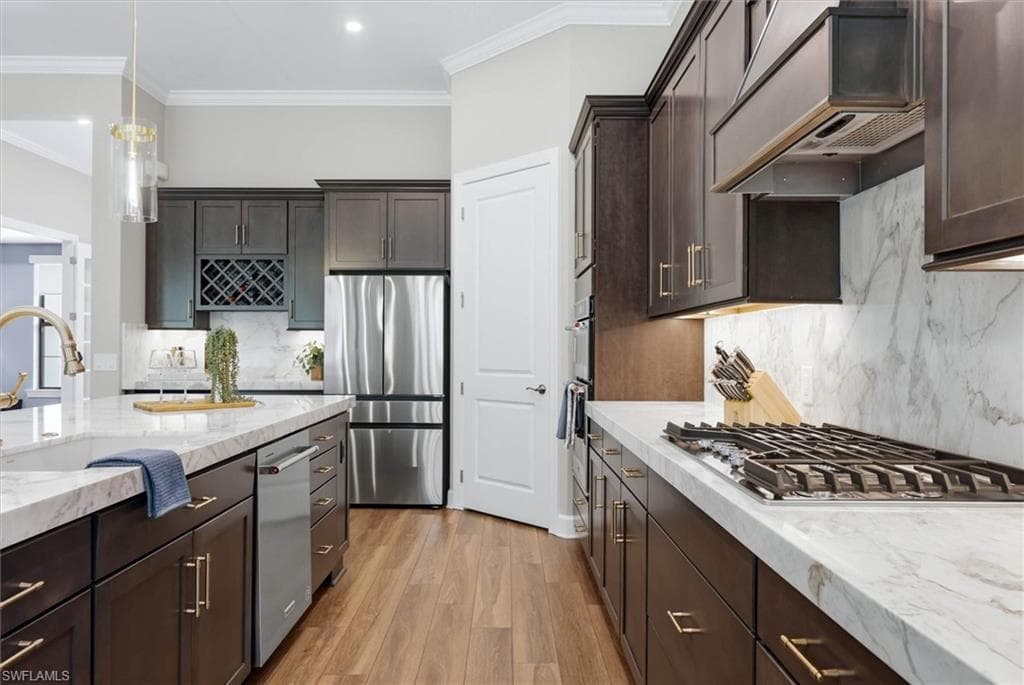 Granite counters and backsplash