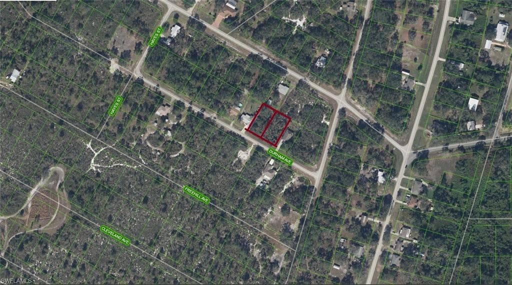 Aerial Property Map. Displaying the property's boundaries and surrounding street layout