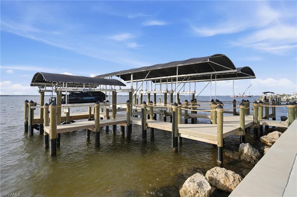 A true boater’s dream, this exceptional waterfront estate features two electric jet-ski lifts and two 30,000-pound-capacity electric boat lifts, all fully canopied and complemented by dedicated water service at the docks. Water is purified through the Halo 5 whole-house filtration system, providing spot-free water for washing and maintaining your prized watercraft.