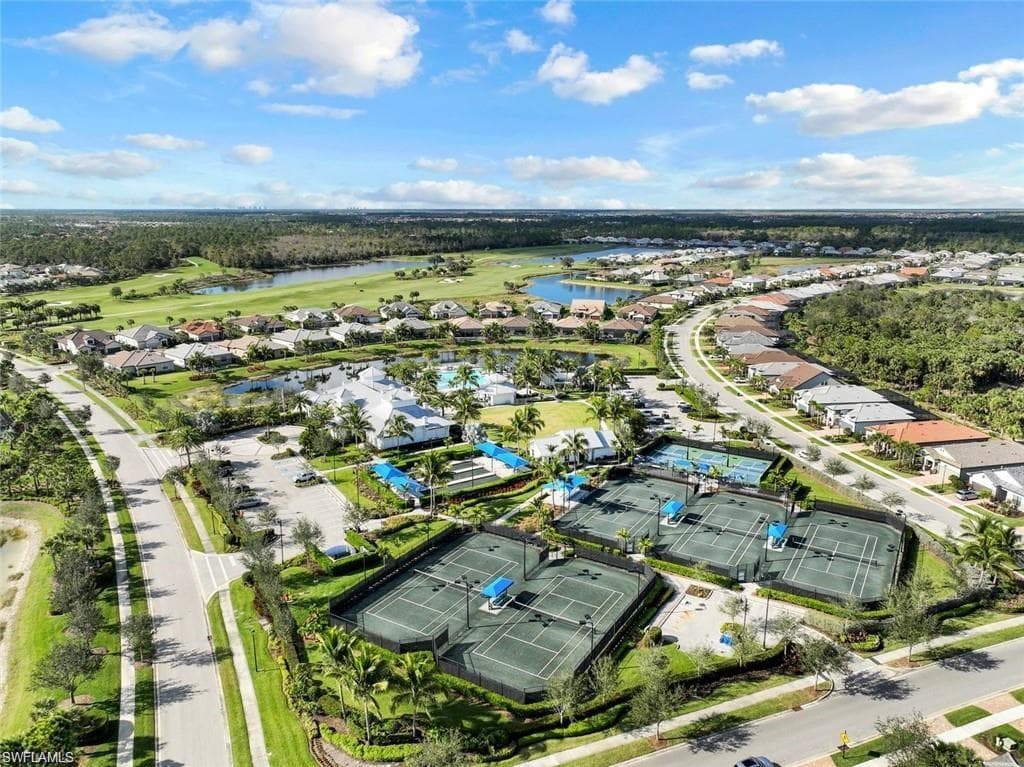 Aerial perspective showcasing community amenities