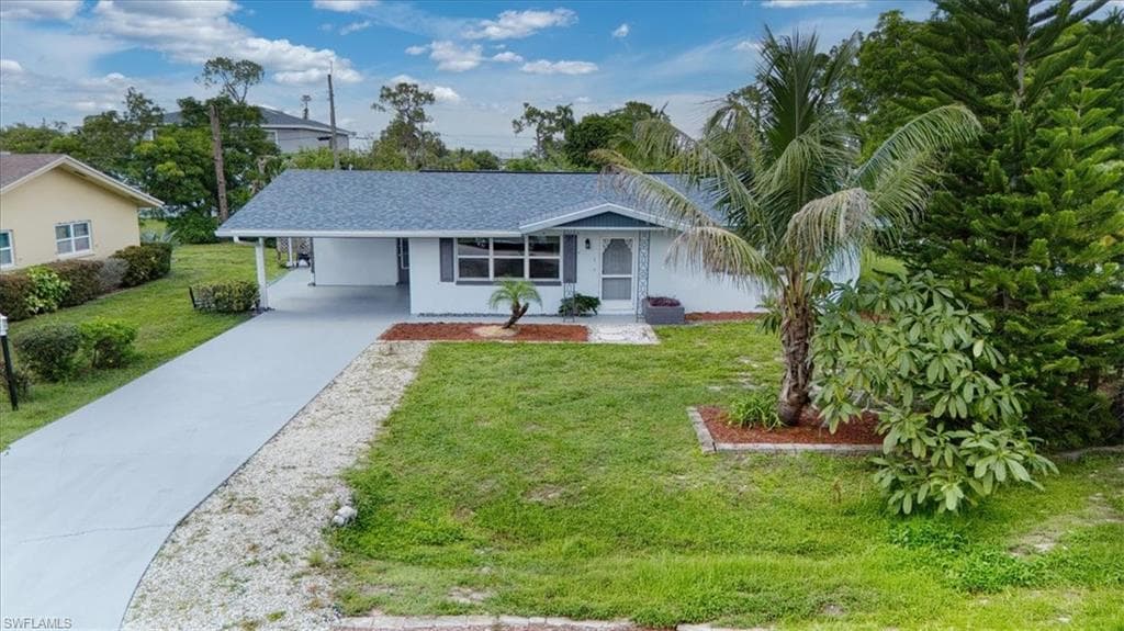 Single-story residence with a covered carport