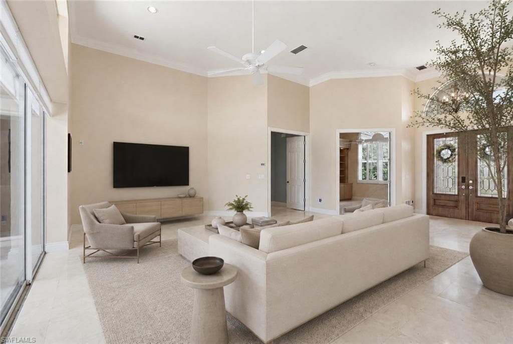 View of living area from kitchen.