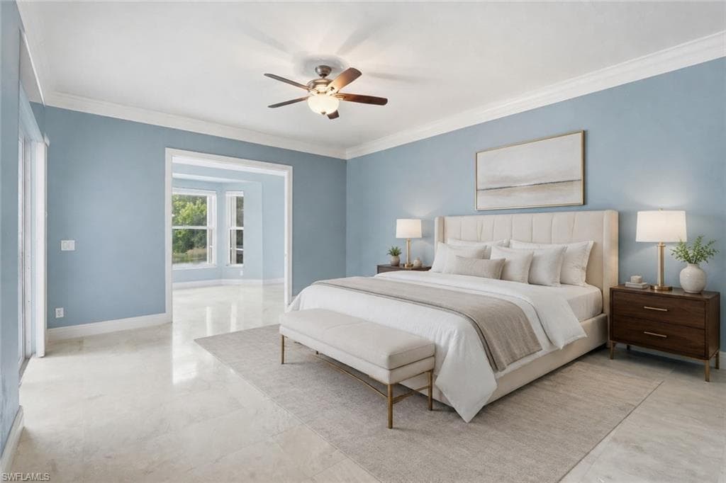 A serene and spacious primary suite.