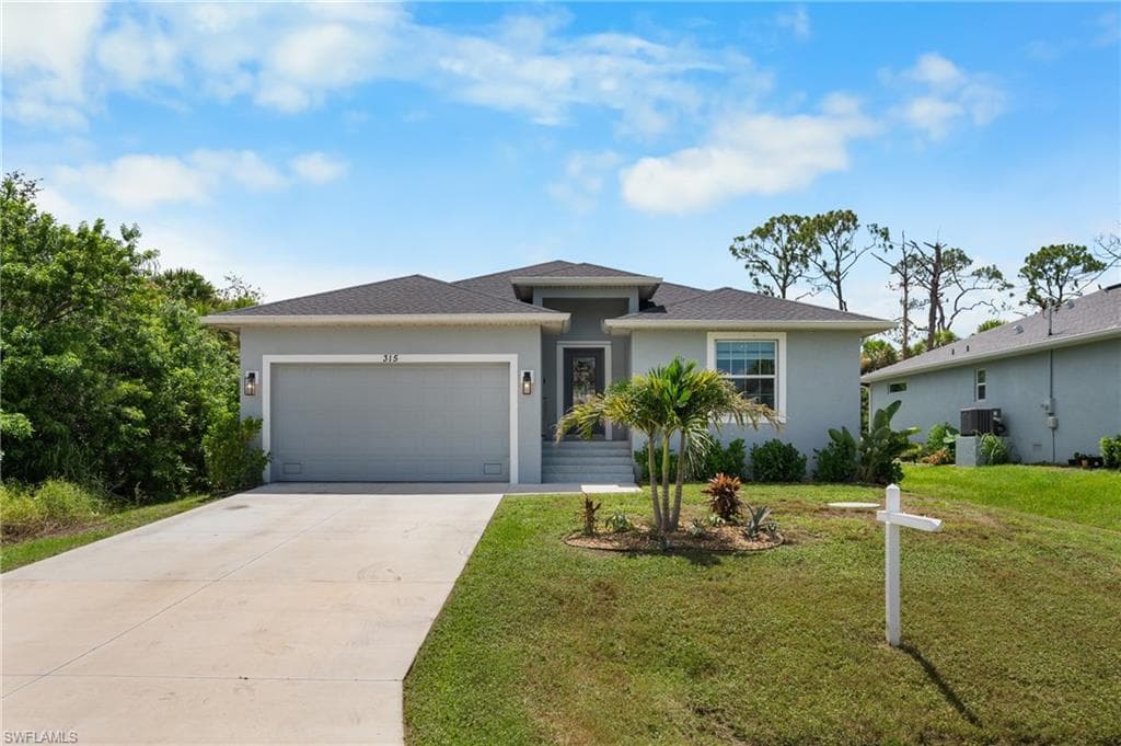Contemporary single-story exterior with a gray facade