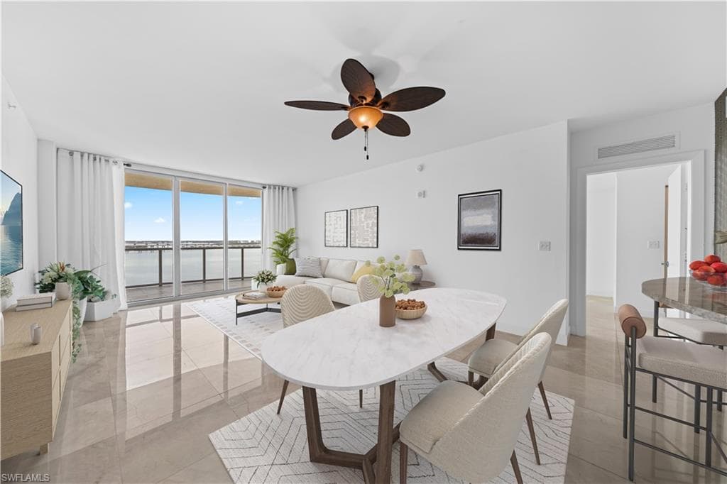 Staged dining area