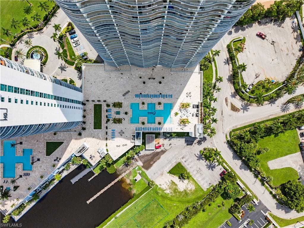Looking down to community amenities!