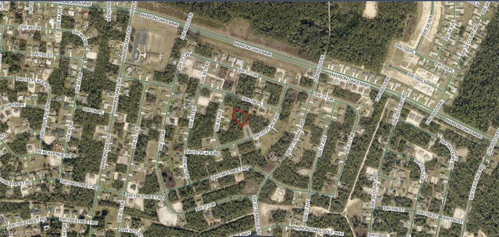 Aerial Map. Depicting the property's location within a residential area, with surrounding streets and features identified