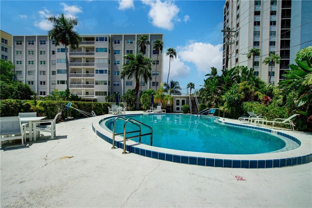 Plenty of room for sunbathing with convenient pool bathrooms