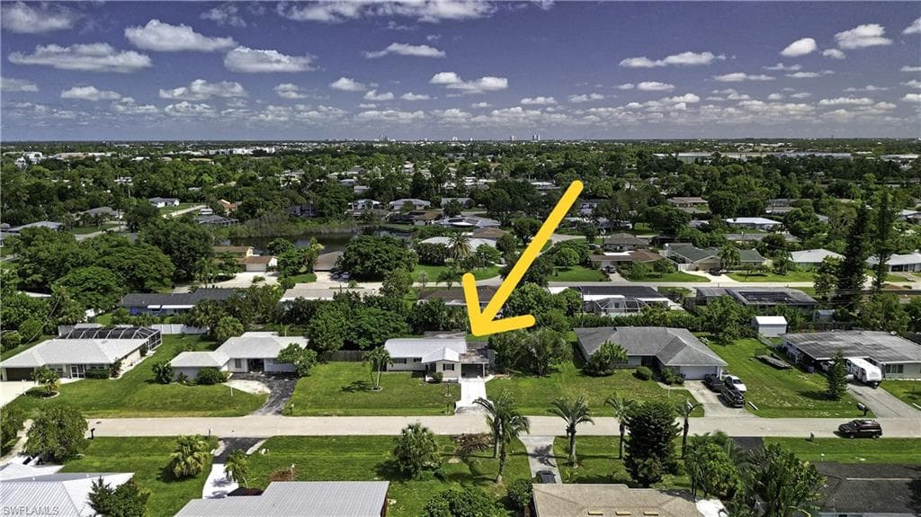 Aerial View of the front of the home