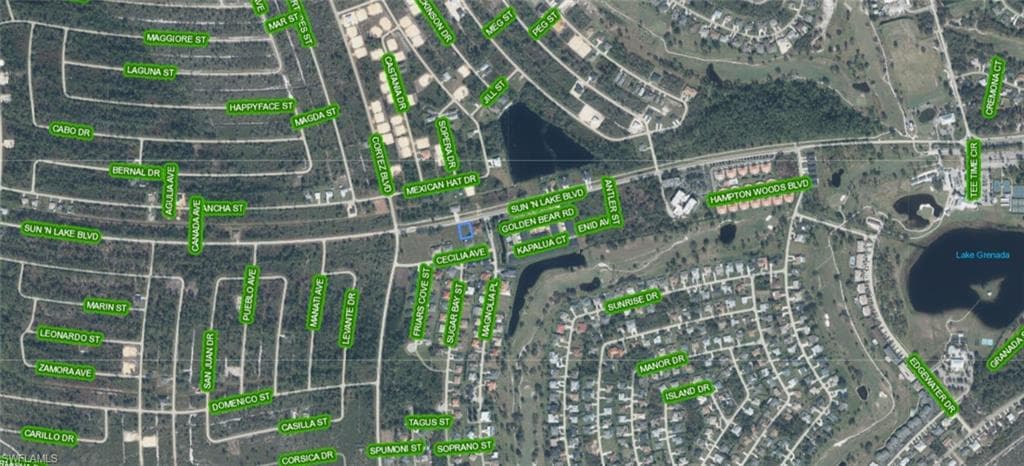 Aerial Map. Displaying the spatial arrangement of roads and properties within a defined area