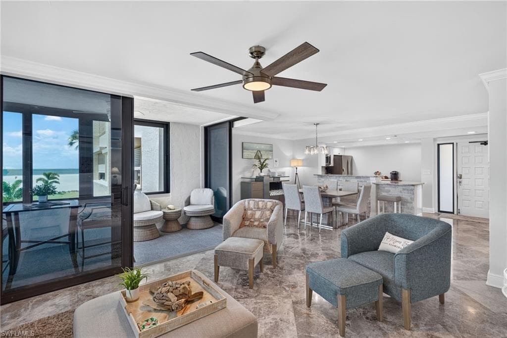 Open concept with tile throughout
