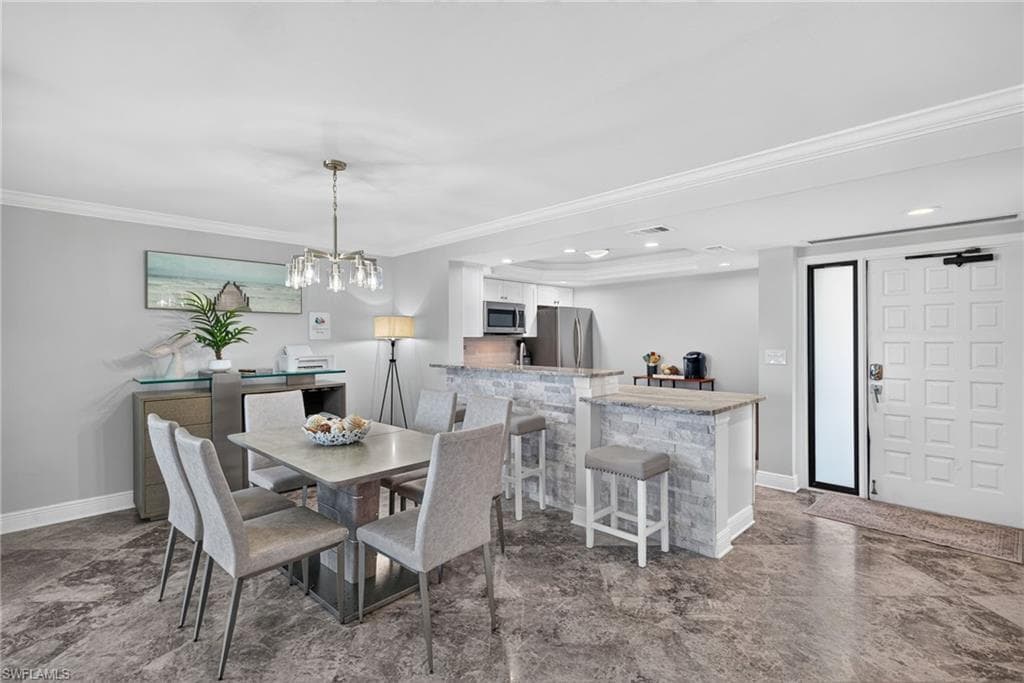 Dining area adjacent to counter seating