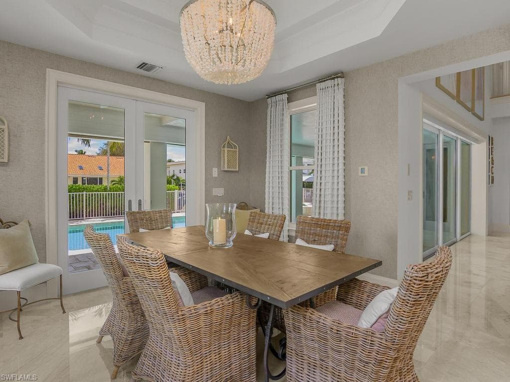 Poolside, a favorite tradition for indoor gatherings.