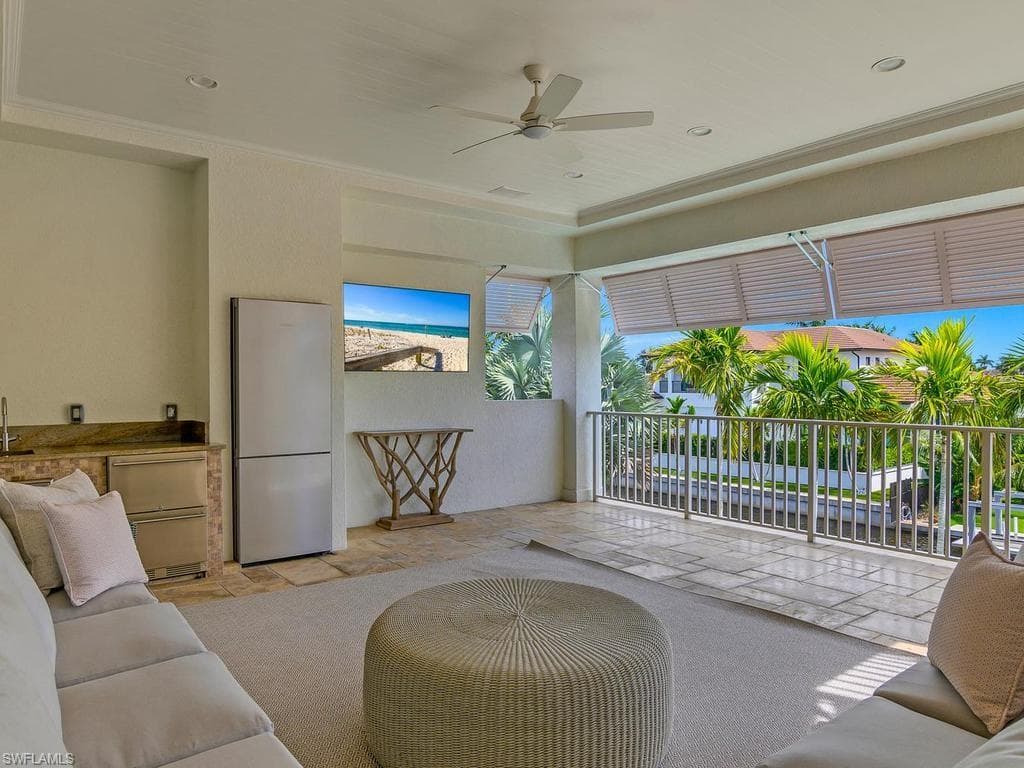 Second floor terrace easily accessible to all guest bedroom spaces.