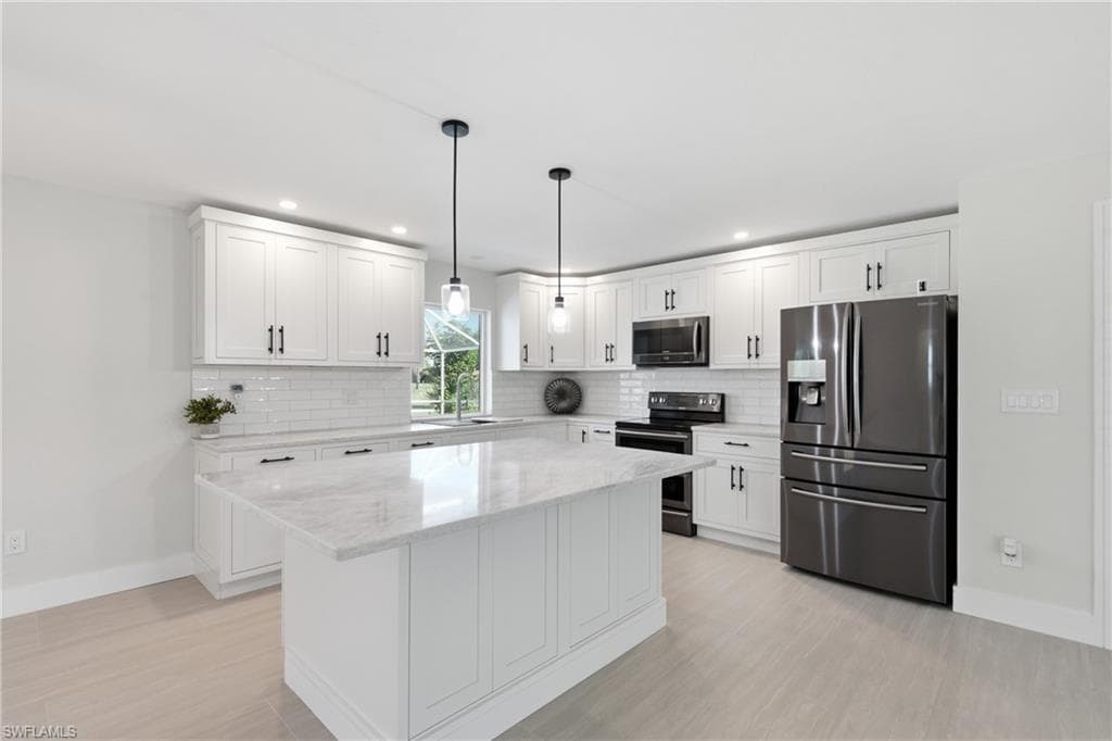Bright and airy with new light fixtures throughout