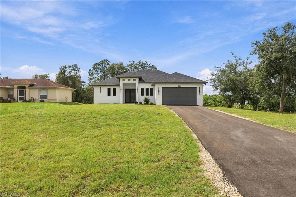 Modern exterior with white stucco finish